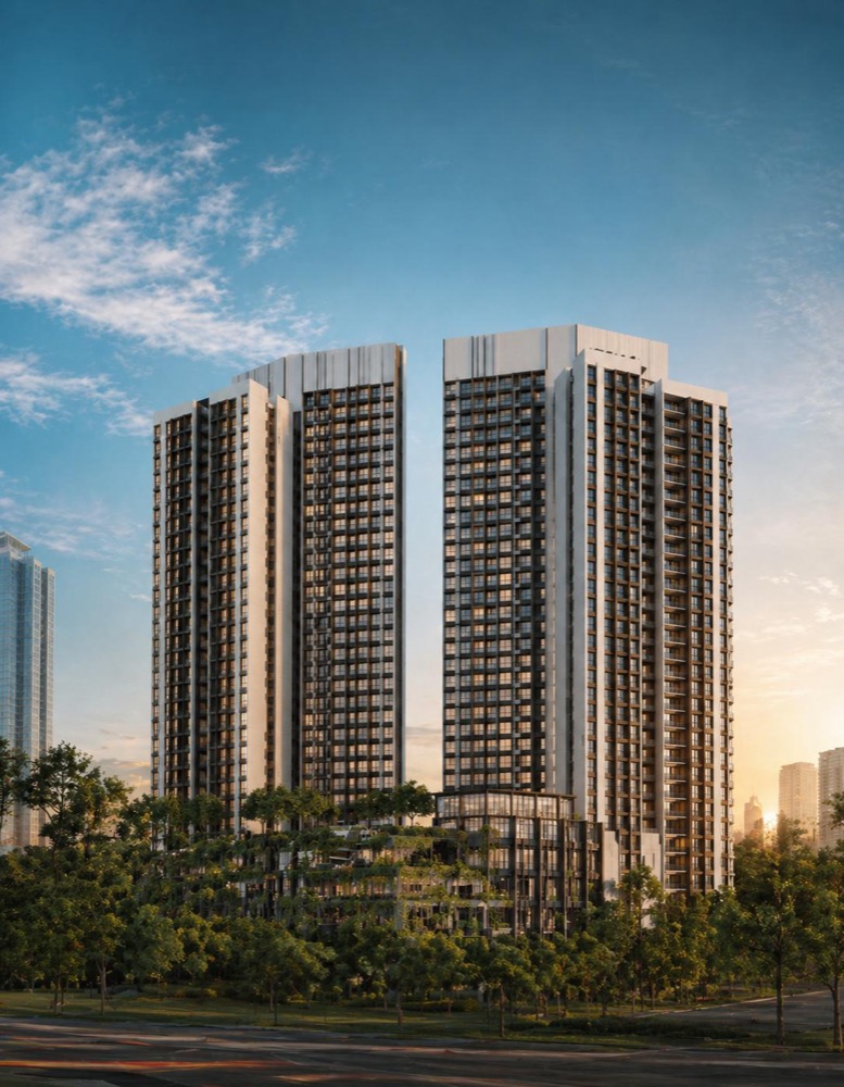 AETAS Taman Desa tower at dusk
